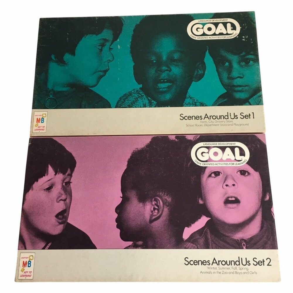 Vintage Board Game Milton Bradley GOAL Set 1 & 2 Learning   Movie Prop 70s